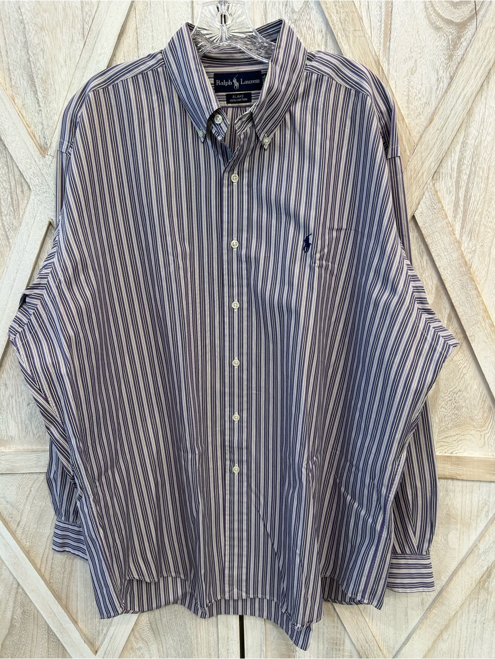 Vintage Ralph Lauren Blake Button Down Shirt XL StripeD 100% Cotton Classic Fit - Picture 1 of 10